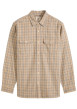 Thumbnail Chemise en coton beige à carreaux pourvue d'une coupe droite
