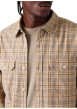 Thumbnail Chemise en coton beige à carreaux pourvue d'une coupe droite - Image 4