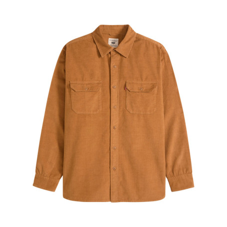 Chemise en coton camel à coupe droite pourvue...