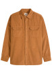 Thumbnail Chemise en coton camel à coupe droite pourvue d'un col à revers