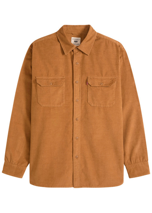 Chemise en coton camel à coupe droite pourvue...