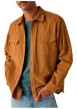 Thumbnail Chemise en coton camel à coupe droite pourvue d'un col à revers - Image 2