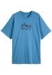 Thumbnail T-shirt en coton bleu imprimé à coupe droite pourvu d'un col rond