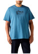 Thumbnail T-shirt en coton bleu imprimé à coupe droite pourvu d'un col rond - Image 6