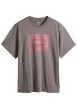Thumbnail T-shirt en coton anthracite imprimé à coupe droite pourvu d'un col rond