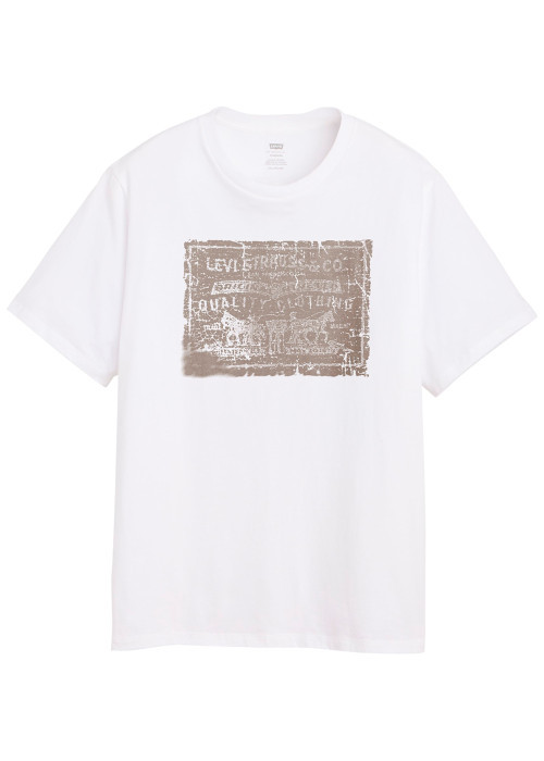 T-shirt en coton blanc imprimé à coupe droite...