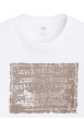 Thumbnail T-shirt en coton blanc imprimé à coupe droite pourvu d'un col rond - Image 2