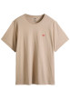 Thumbnail T-shirt en coton taupe à coupe droite pourvu d'un col rond et de manches courtes