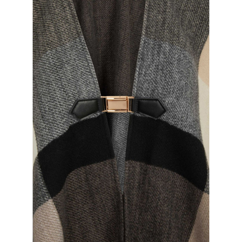 Morgan - Poncho Multicolore à Coupe Ample Pourvu D'un Col V Avec Fermoir Doré - Multicolore