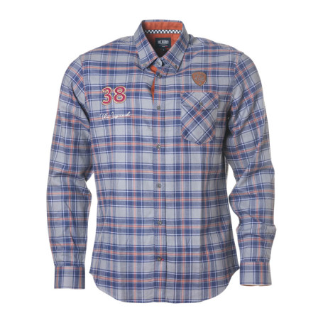 Chemise en coton bleue à motif écossais coupe...