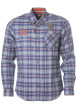 Thumbnail Chemise en coton bleue à motif écossais coupe ajustée pourvue d'un col américain