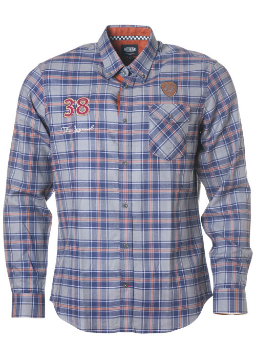 Chemise en coton bleue à motif écossais coupe...