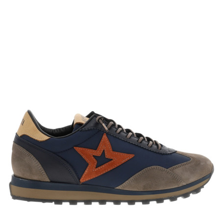 Baskets running en cuir bleues à talon plat...