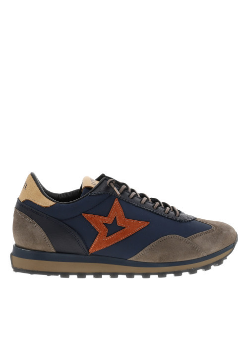 Baskets running en cuir bleues à talon plat...