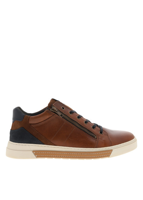 Tennis en cuir cognac à talon plat avec des...
