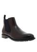 Thumbnail Boots en cuir marron à talon décroché bas pourvues d'un soufflet élastiqué - Image 2
