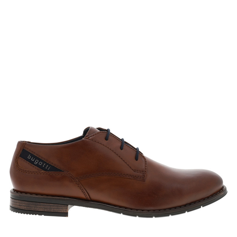 Bugatti - Richelieu Cognac à Talon Plat Pourvus De Lacets Ronds Et Du Logo - Brun