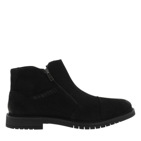 Boots en cuir nubuck noir à talon décroché bas...