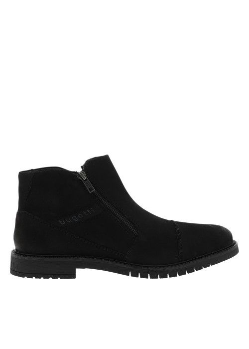 Boots en cuir nubuck noir à talon décroché bas pourvues de 2 zip
