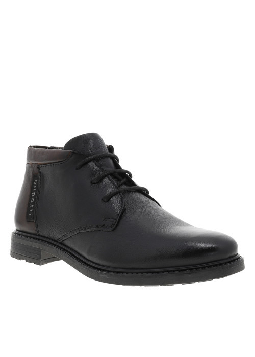 Bottines noir à talon décroché bas dotées d'un zip et des lacets