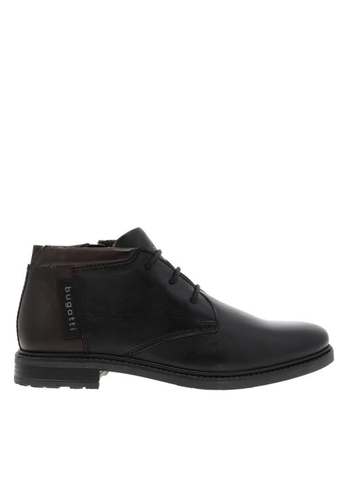 Bottines noir à talon décroché bas dotées d'un zip et des lacets