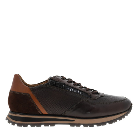 Sneakers en cuir chocolat à talon plat dotées...
