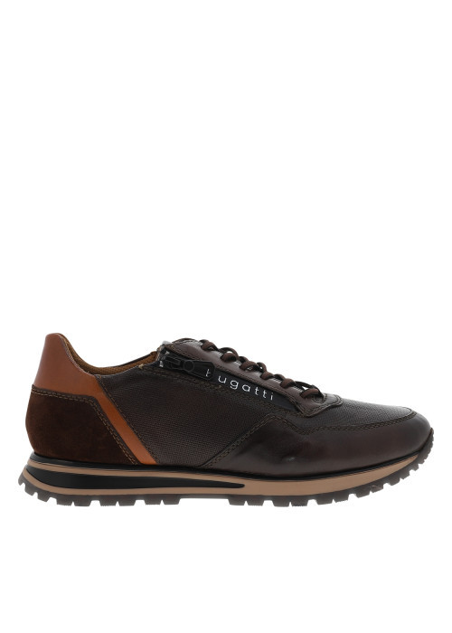 Sneakers en cuir chocolat à talon plat dotées...