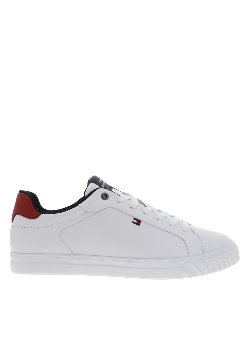 Tennis Lightweight Pinperf en cuir blanc ornée du logo avec des lacets plats