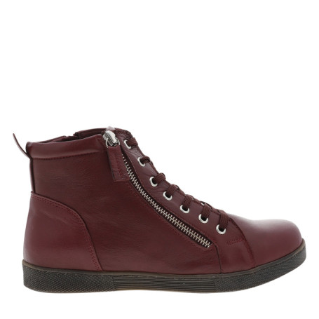Bottines en cuir bordeaux à talon plat pourvues...