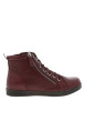 Thumbnail Bottines en cuir bordeaux à talon plat pourvues de lacets plats et d'un zip