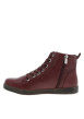 Thumbnail Bottines en cuir bordeaux à talon plat pourvues de lacets plats et d'un zip - Image 3