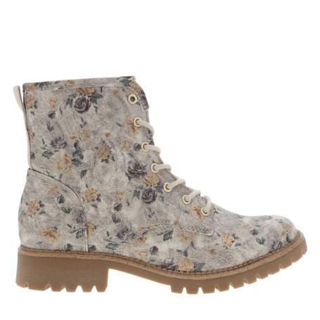 Bottines beiges à talon décroché bas ornées...