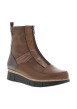 Thumbnail Boots en cuir camel à talon plat bi-matière pourvues d'un zip sur la tige - Image 2