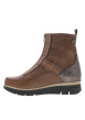 Thumbnail Boots en cuir camel à talon plat bi-matière pourvues d'un zip sur la tige - Image 3
