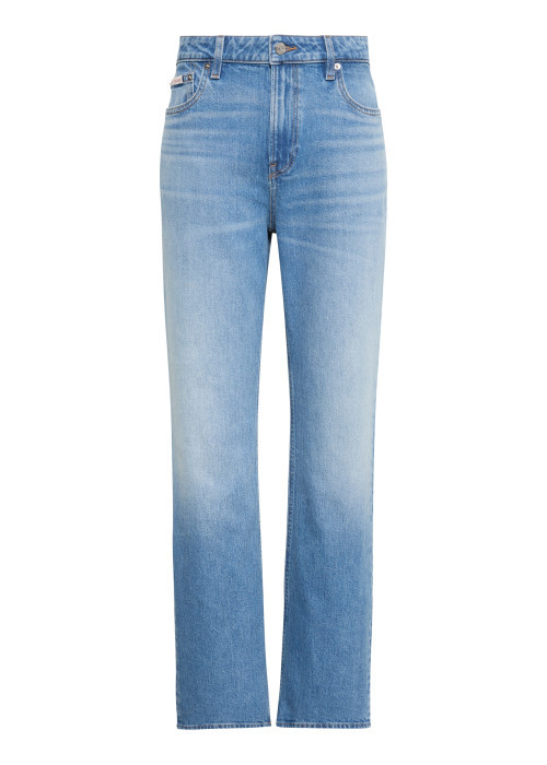 Jean High Rise Straight en coton bleu pourvu...