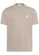 Thumbnail T-shirt beige en coton à col rond ras-de-cou pourvu d'une coupe droite