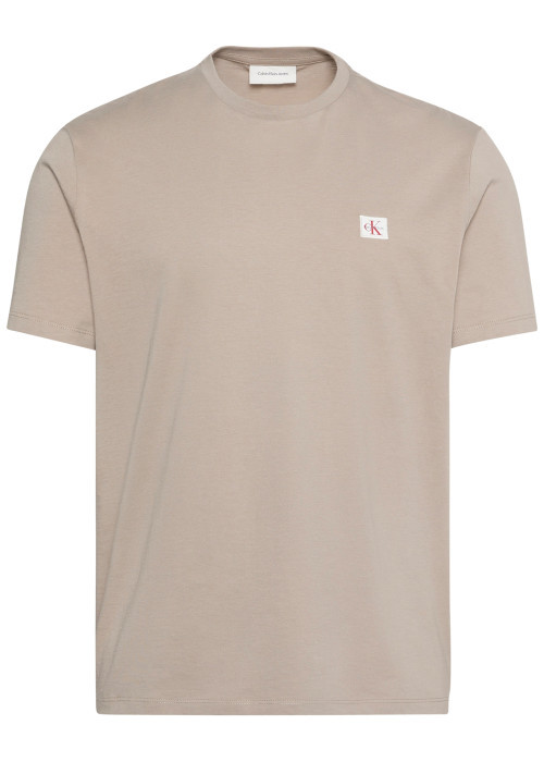 T-shirt beige en coton à col rond ras-de-cou...
