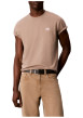 Thumbnail T-shirt beige en coton à col rond ras-de-cou pourvu d'une coupe droite - Image 3