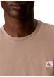 Thumbnail T-shirt beige en coton à col rond ras-de-cou pourvu d'une coupe droite - Image 5