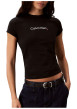 Thumbnail T-shirt noir en coton à col rond ras-de-cou doté d'une coupe droite - Image 3