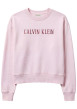 Thumbnail Sweat à col rond rose pâle en coton orné d'un imprimé logotypé à coupe droite