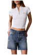 Thumbnail Polo blanc en coton à col zippé et manches courtes pourvu d'une coupe droite - Image 3