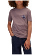 Thumbnail T-shirt violet en coton à col rond ras-de-cou pourvu d'une coupe droite - Image 3