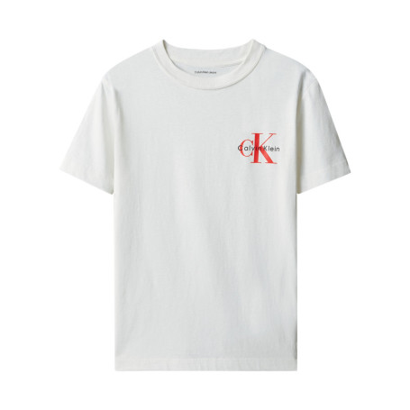 T-shirt blanc en coton à col rond ras-de-cou...