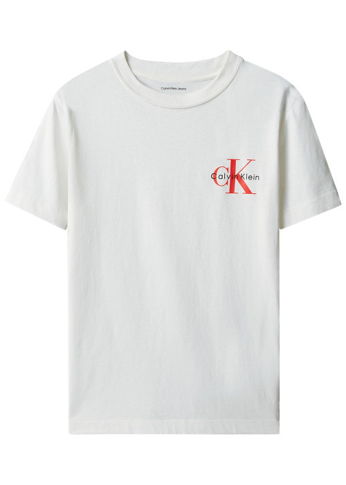 T-shirt blanc en coton à col rond ras-de-cou...