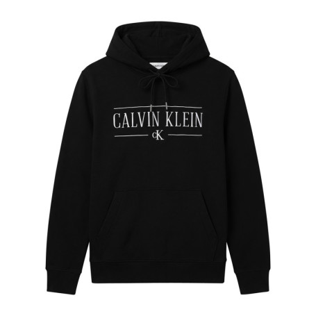 Sweat à capuche noir en coton avec un imprimé...
