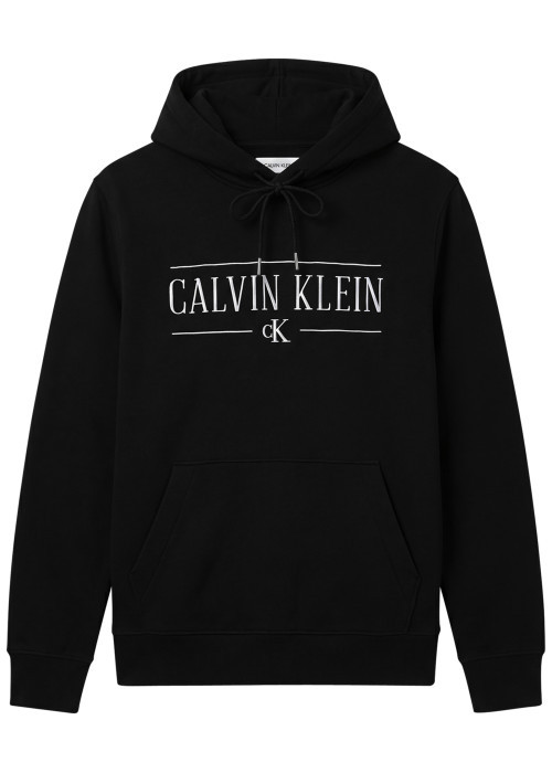 Sweat à capuche noir en coton avec un imprimé...