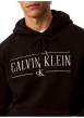 Thumbnail Sweat à capuche noir en coton avec un imprimé logotypé à coupe droite - Image 6
