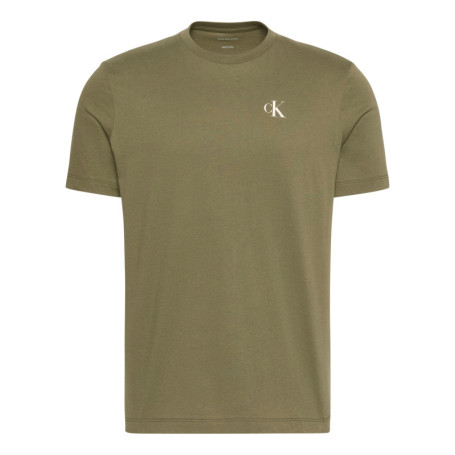 T-shirt vert olive en coton à col rond...