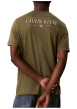 Thumbnail T-shirt vert olive en coton à col rond ras-de-cou doté d'une coupe droite - Image 2